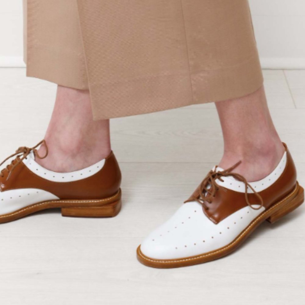 NWT Robert Clergerie Roxie Saddle Oxford Two-tone Wing tip Brogues MSRP $